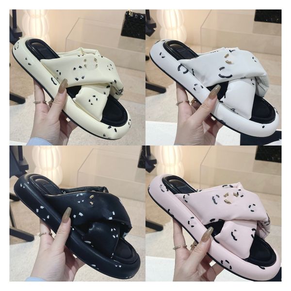 

cross slippers cross straps sandals women designer slippers bread sandal pool slides cloud series slipper candy color flat bottom summer bea, Black