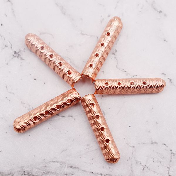 

luxury metal aglets 23x4mm wave texture engraved tips female boot canvas shoelace decoration rose golden cordon heads, White;pink