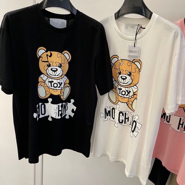 

2023 fashion womens tshirt summer new short sleeve brand designer tees color the bear round neck cotton italy luxury mens womens half sleeve, White