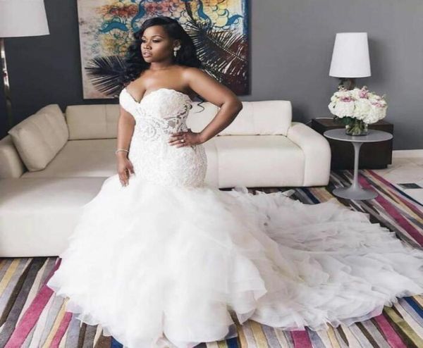

dhl dhip vintage 2021 trumpet mermaid wedding dresses sweetheart lace bodice sweetheart neck lace up plus size bridal gown5450267, White