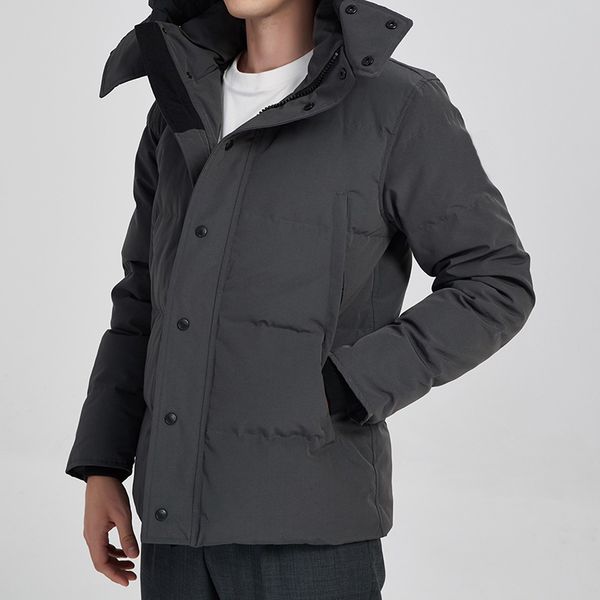 

Wyndham Down Coats Mens Plus Size Outerwear Top Quality Designer Puffer Jacket Men Winter Parka Fur Jacket Hiver Veste Classic Popular Branded S-3XL, Grey - black label