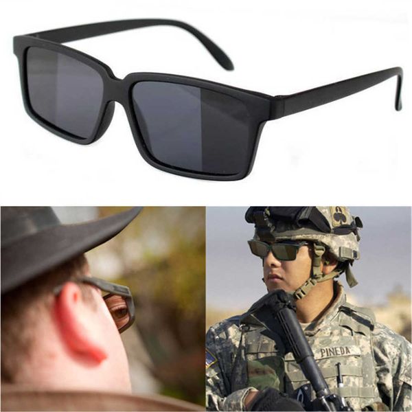 

sunglasses anti-tracking rearview glasses men women vintage black square shades reflective see behind spy sunglass with mirror on side p2304, White;black