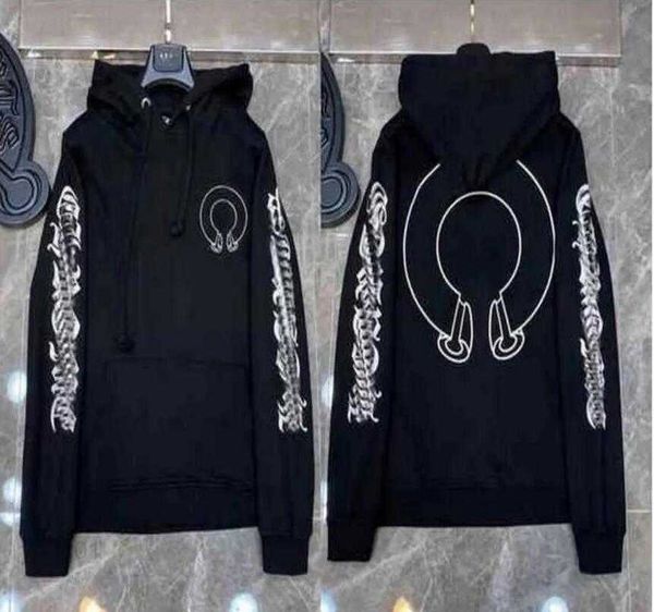 

designers hearts hoodie chromes mens hoody clothing womens heart hoodies hooded ch cross flower printed horseshoe pocket zipper jackts coat, Black
