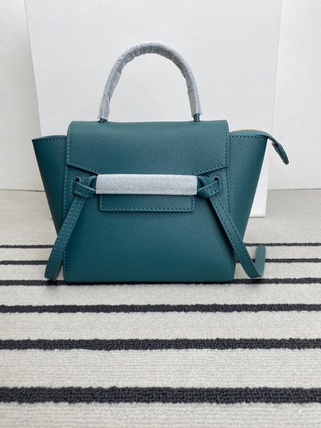 

10a brand tote mini bag women shoulder prussian blue bags real leather handbags 21cm designers granulated calfskin belt pico handbag ing, Black;red
