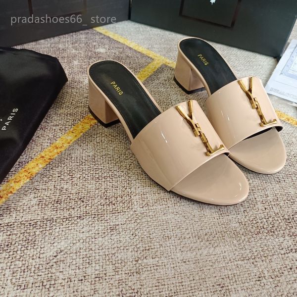 

paris 2023 genuine leather open toe woman sandals metal decor one strap luxury design mule chunky heel runway slipper tory summer casual out, Black