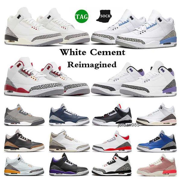 

jumpman 3 men basketball shoes 3s unc cardinal red dark iris white cement reimagined cool grey a ma maniere varsity royal mens womens sports, Black