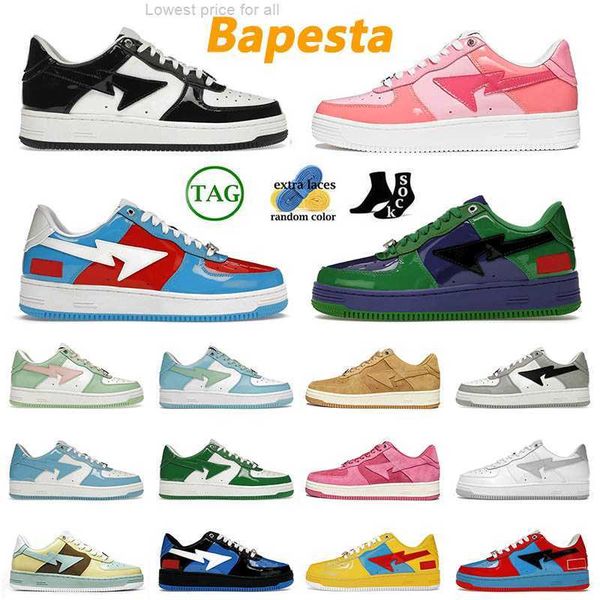 

designer 2023 bapesta bathing baped shoes sk8 sta for mens women bapestas camo pink suede pastel plate-forme luxury bapestar trainers sneake, Black