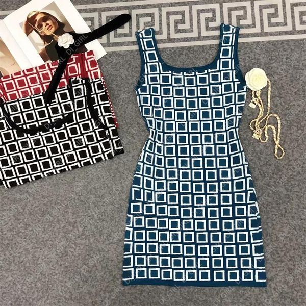 

designer dress womens knitted vest skirt letter print dresses summer fashion casual sleeveless skirts x8oj, Black;gray