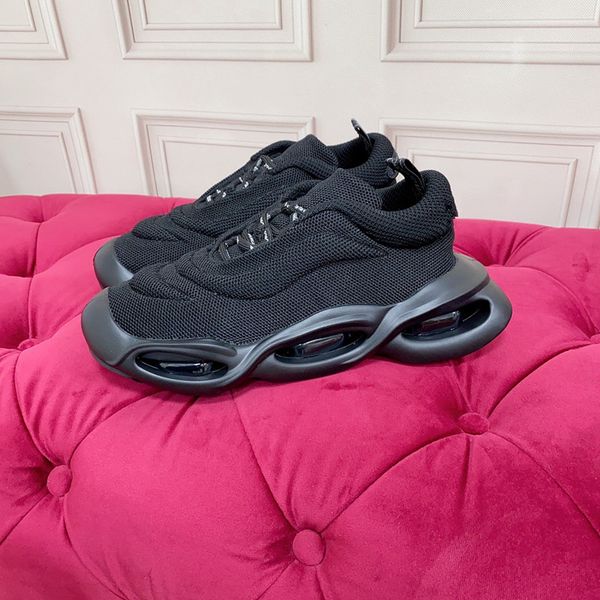 

womens casual sports shoes saw outsole genuine travel fashion leather thick bottom flats classic lace-up casual sneakers with box 0722, Black
