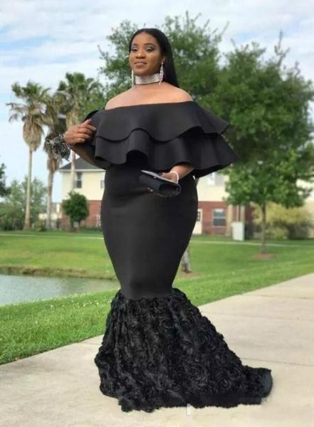 

black girl mermaid prom dresses evening gowns plus size off shoulders with sleeves open back formal pageant dress 038259