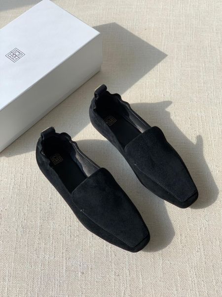 

shoes women toteme the travel loafers foldable perfect genuine real leather suede size 35-40, Black