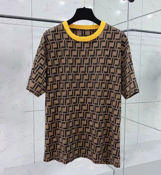 

men's t-shirts ff full print jacquard crewneck short sleeve t-shirt men's loose casual all-match half sleeve t-shirt, White;black