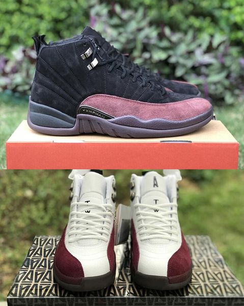 

men basketball shoes a ma maniere x 12 black black 12s white black-burgundy crush outdoor sports sneakers dv6989-001 with original box dv698