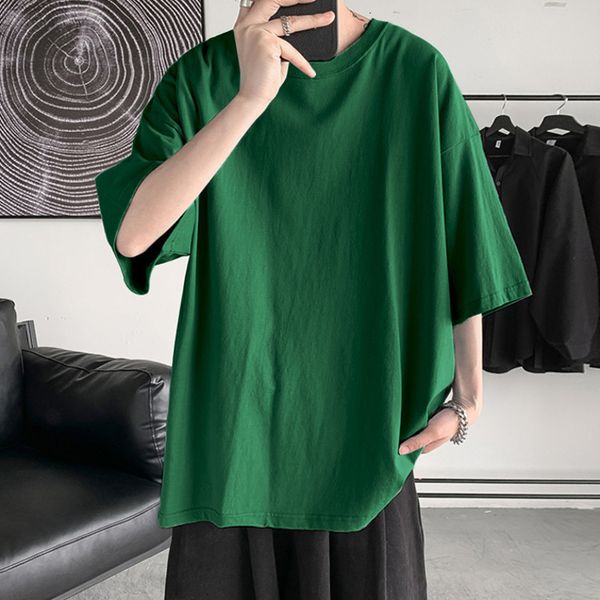 

mens tshirts hybskr summer man tshirts short sleeve solid color casual oversized t shirt men harajuku hip hop cotton mens clothing tee 2304, White;black