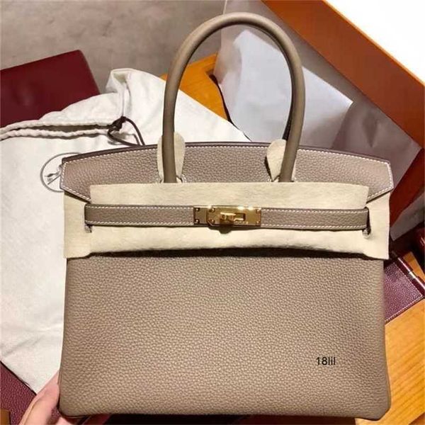 

designer herms bags birkin 2023 new layer cowhide litchi pattern platinum bag leather crocodile pattern women's bag portable one should