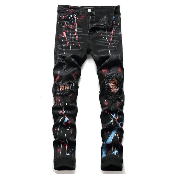 

men's jeans pants men jeans jean homme pantalones hombre slim denim trousers biker male straight casual designer ripped 230406, Blue