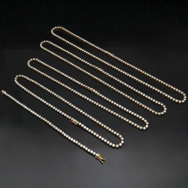 

gold plated 4mm moissanite diamond claw setting tennis chain necklace wedding gift for women, Silver