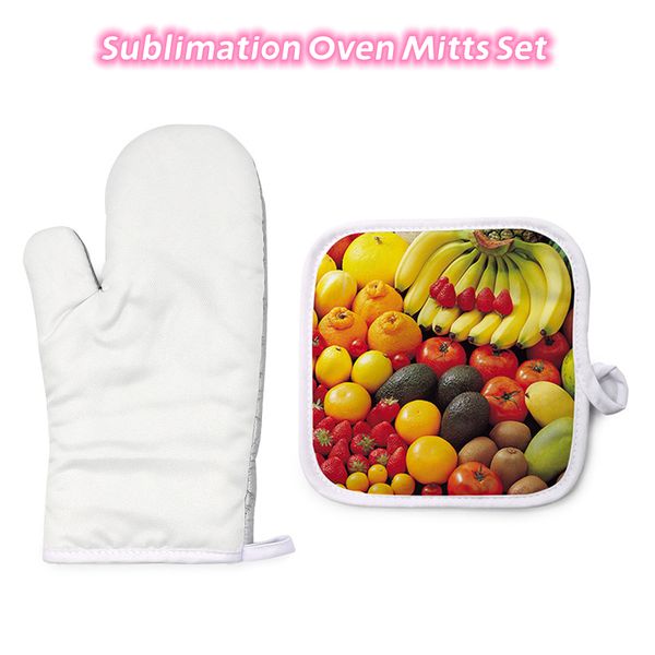 

sublimation oven mitts set include blank heat resistance oven gloves and blank sublimation pot holders z11