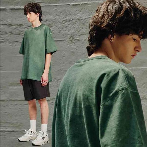 

men's plus tees 320g double yarn cotton t shirt, Black;brown