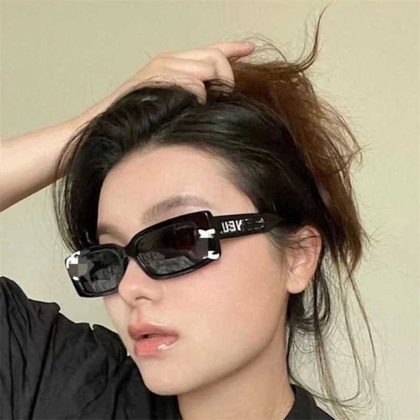 

2023 fashion designer new sunglasses small letter leg personality mirror printing narrow frame women ch71473a, White;black