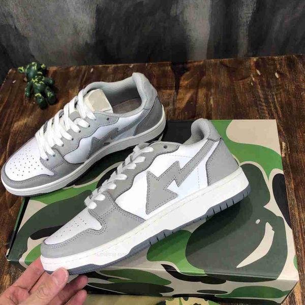 

designer leather shoe classic casual shoes bapestas sta sneakers low-sneakers m1fashion ape monkey shape medicom toy camo sk8, Black