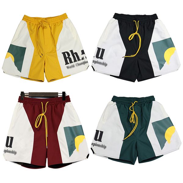 

men's shorts summer new high street trend sunset letter printing color block sports casual loose men's shorts designer, White;black