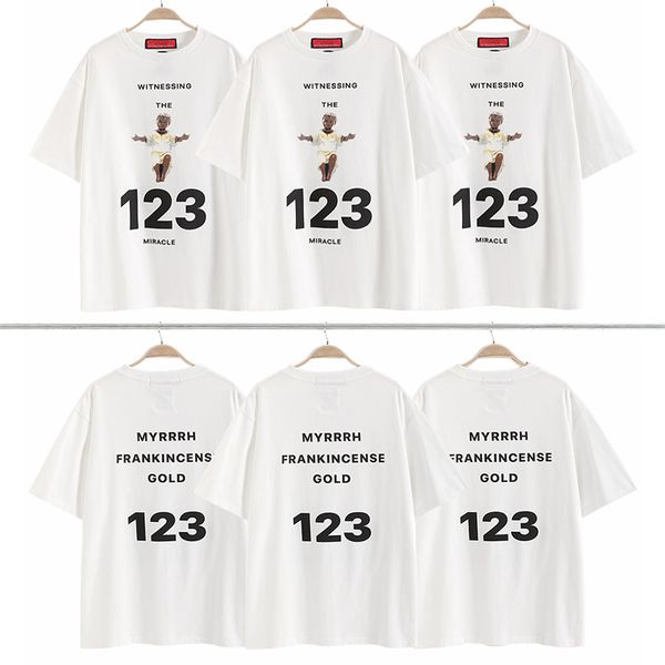 

american loose short sleeve men white cotton vintage jerry baby angel printing t shirt, White;black