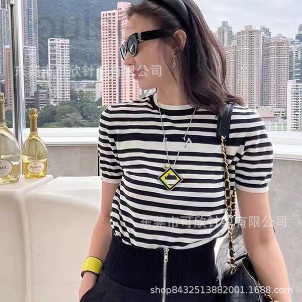 

women's sweaters designer knitted round neck stripe letter short sleeve thin loose casual t-shirt 2023 summer new product m09x, White;black
