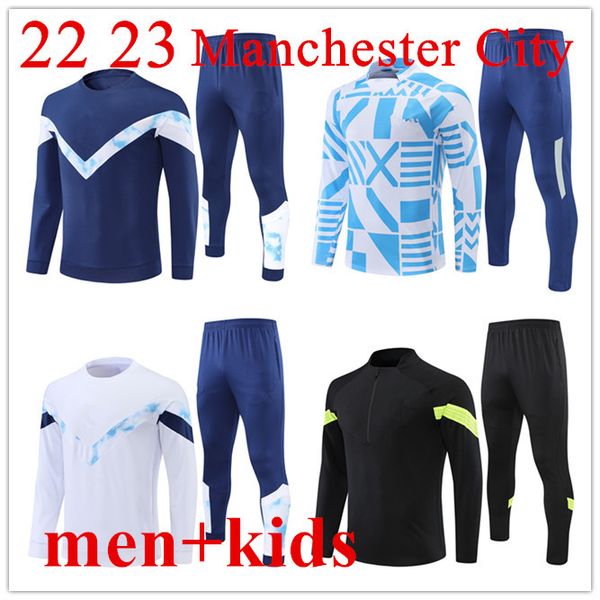 

22 23 tracksuit man city half zippe training suit 22/23 men and kids long sleeve man sportswear set 21 22 football training suit survatment, Black