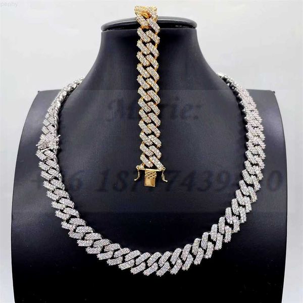 

classic cuban chain necklace men women s925 with moissanite for jewelry, Silver
