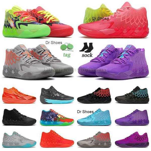 

new mb.01 lemelo ball basketball shoes men women queen buzz city rock ridge red blast triple white galaxy purple cat sky blue outdoor sneake, Black