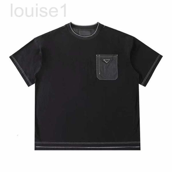 

men's t-shirts designer high edition triangle line pocket short sleeve 60 thread count combed cotton fabric lightweight and breathable, White;black