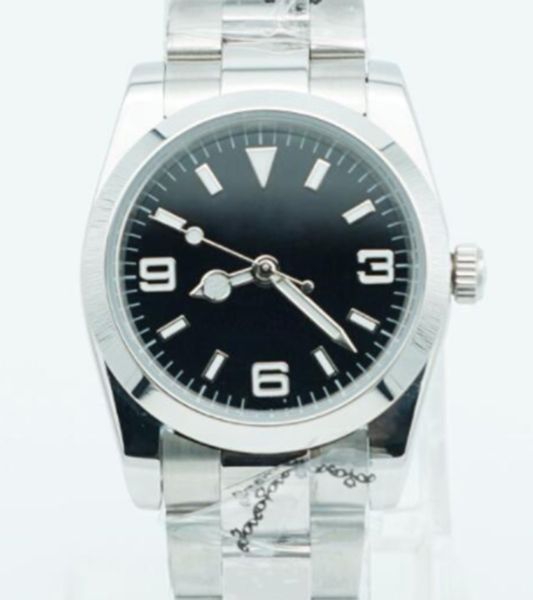 

men's watch luxury brand explorer 39mm black dial stainless steel 2813 movement automatic mechanical fashion casual wristwatch, Slivery;brown