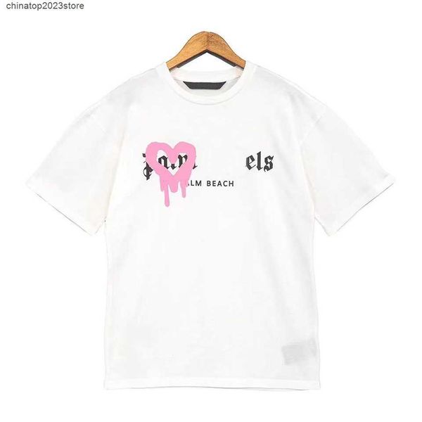 

men's t-shirts designer t shirt clothes palms women spray paint graffiti couple short sleeves street loose tide brand crew neck letter, White;black