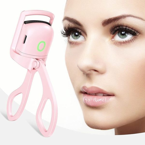 

eyelash curler pink electric perm fast heating portable device clip 230406