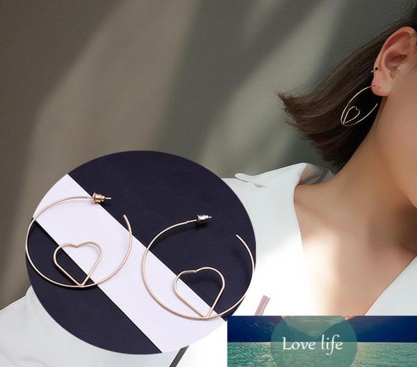 

e0318 new arrival gold color heart large hoop earrings for women girl punk style round loop earrings exquisite gift drop4514910, Golden;silver