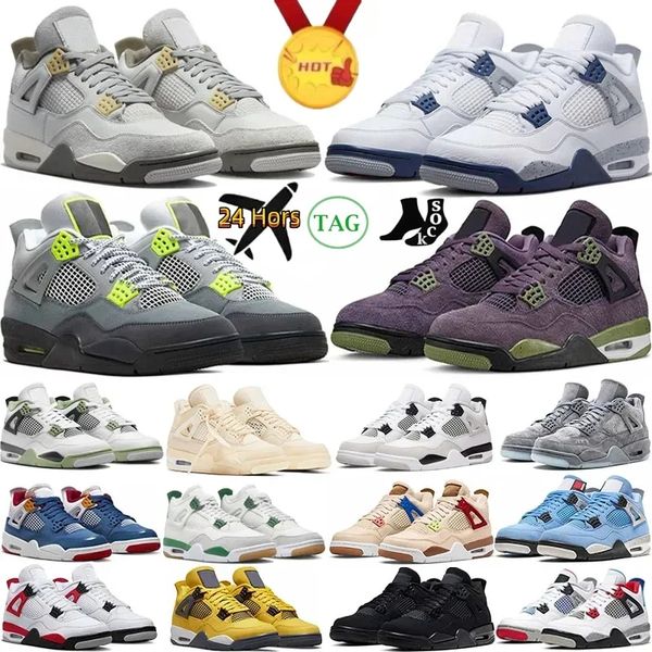 

jumpman 4 mens basketball shoes 4s sail military black cat canvas fire red thunder university blue thunder pink cactus jack bred men women t