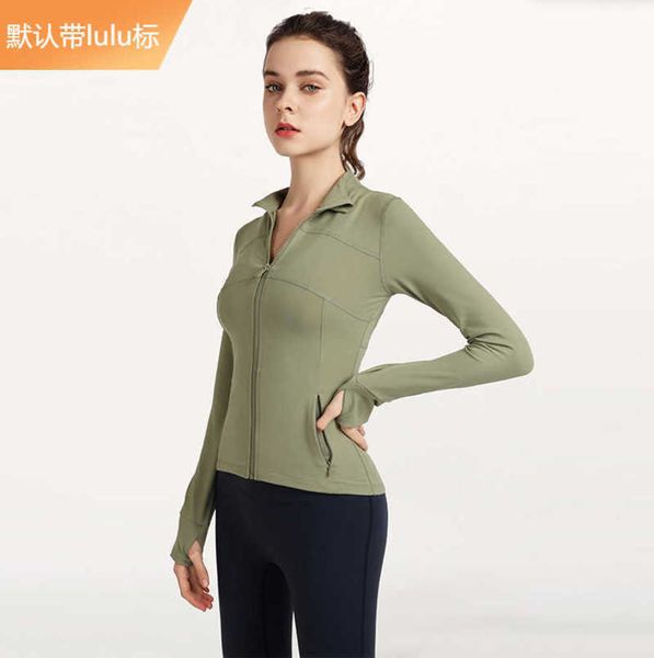 

designer lululemens women jacket fitness jacket sports jacket slim fit zipper outdoor running training clothes lemon, Black;brown