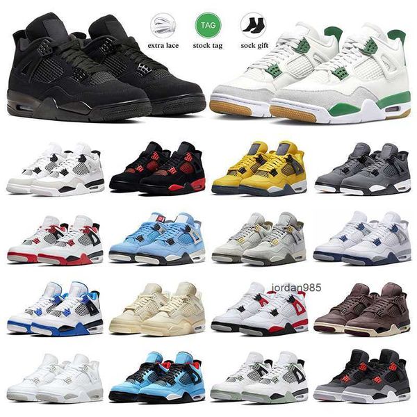 

men women basketball shoes 4s jumpman 4 military black cat sb pine green cactus jack university blue sail white cement pure money mens sport