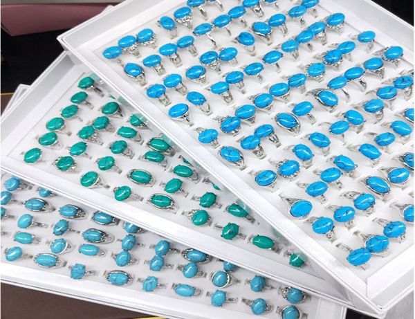 

whole 50pcs mix styles colorful turquoise stone rings for women ladies fashion jewelry ring brand new tzqnd fn6st5449345, Golden;silver