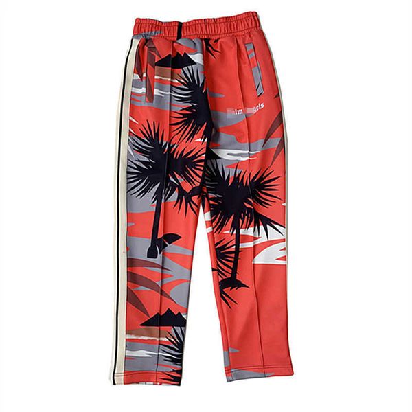 

trendy 23ss palm angel coconut tree colored sports stripe casual pants for men and women high street guard, Black