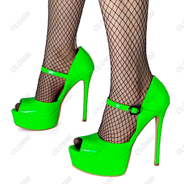 

olomm new women platform shiny sandals stiletto heels open toe gorgeous  color party shoes women us plus size 5-20, Black