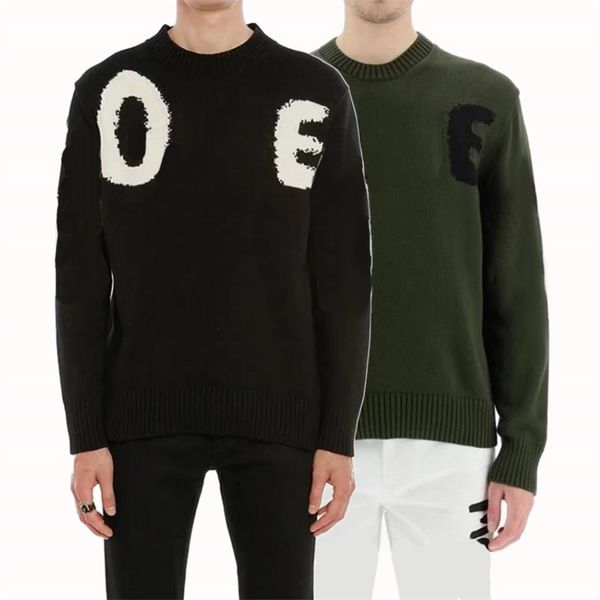 

23ss designer men women plus size tees sweaters letter graffiti jacquard sweater warm knit jumper loose round long sleeve knitted pullovers, Black;brown