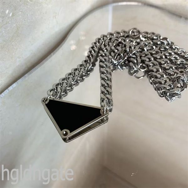

lovers triangle necklaces designer with enamel pendant necklace youth cool metal cuban chains exquisite jewelry luxury necklace leisure occa, Silver