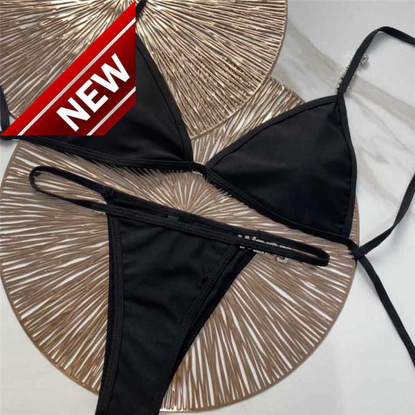 

shiny diamond letter bikini set women lace up crystal swimwear halter swimsuit summer holiday bathing suite, White;black
