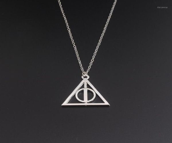 

sg movie hp deathly hallows wizard necklace can be rotated gregory039s fiduciary triangle men lady necklaces pendants17319749, Silver