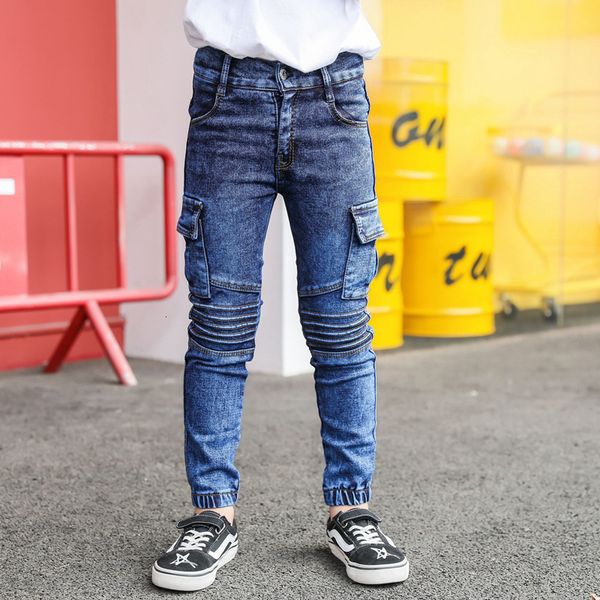 

jeans ienens autumn boys' jeans children's jeans children's casual jeans bottom trousers baby boys' casual stretch jeans, Blue