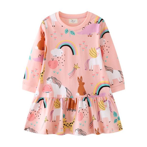 

girl s dresses jumping meters children s princess unicorn for autumn spring long sleeve baby costume birthday toddler kids frocks 230406, Red;yellow