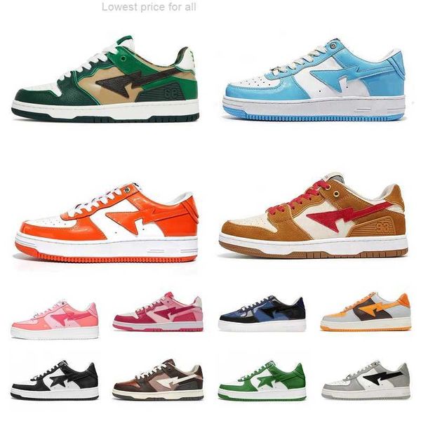 

2023 bapestas baped designer casual shoes platform sneakers bapesta sk8 sta patent leather green black white plate-forme brown ivory for men