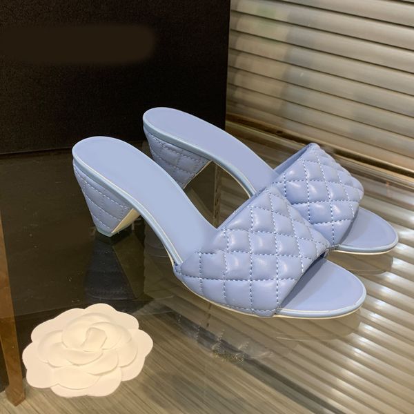 

beach slippers printing slippers 2023 scuffs classic high 5cm heel summer lazy designer fashion letter flops lady slides women shoes letter, Black